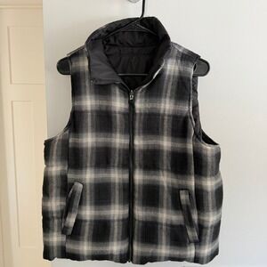Thread & Supply Reversible Plaid Black Puffer Vest Mens Size Medium *READ*